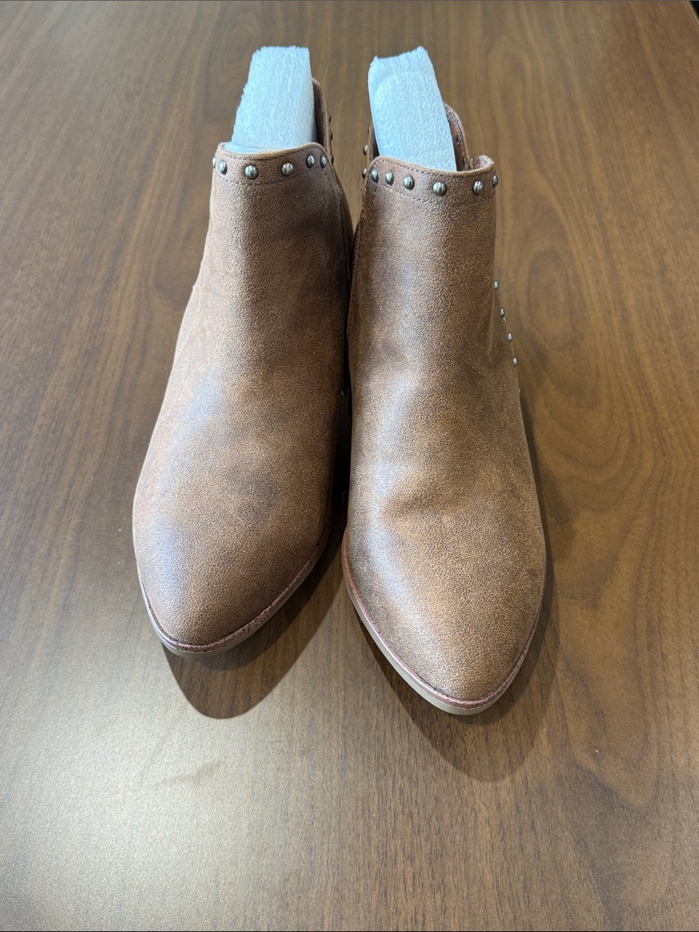 MIA brown Pointed Toe Studded Ankle Booties - Picture 4 of 7